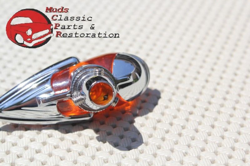 Vintage Classic Custom Car Fender Guide Style Amber Radio Antenna